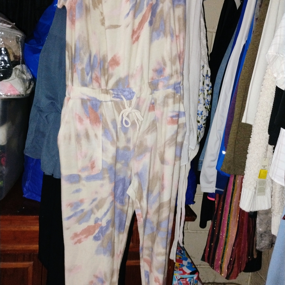 Chic Tie-Dye Jumpsuit in Blue and Pink